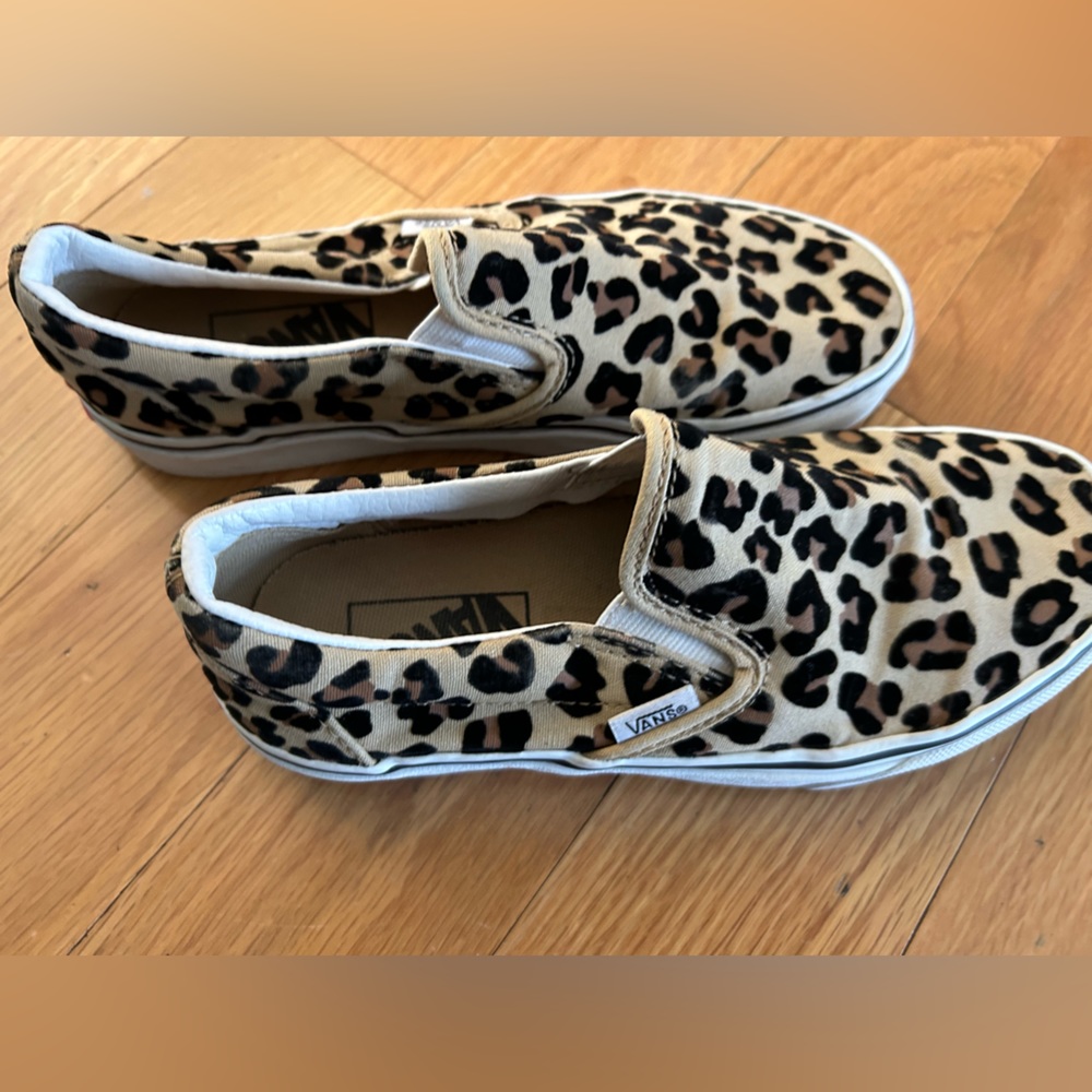 Leopard vans slip ons